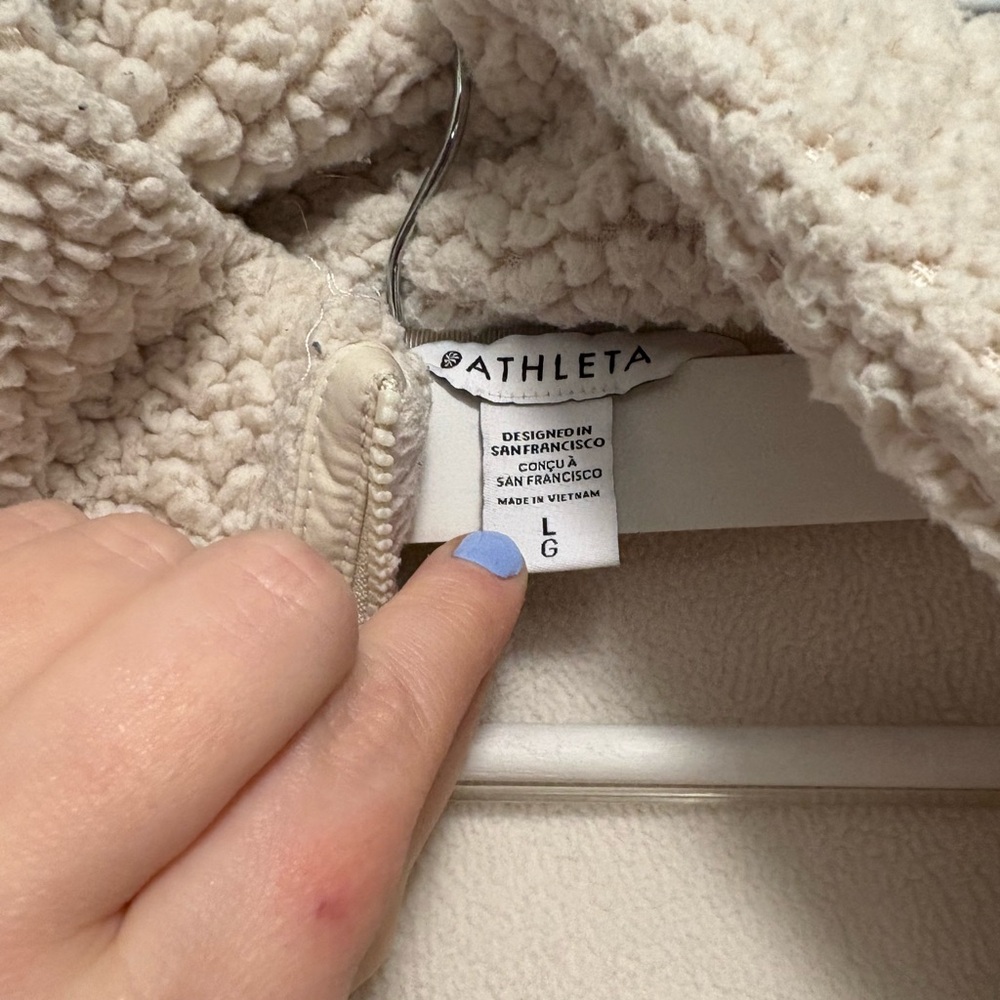 Athleta Cream Sherpa Half-Zip Fleece - Picture 2 of 5